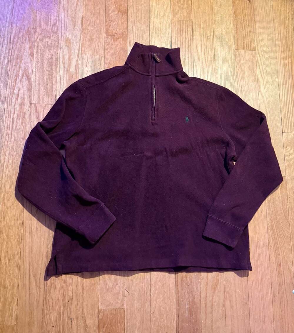 Polo Ralph Lauren Men's Burgundy Quarter 1/4 Zip Pullover Sweatshirt Size L